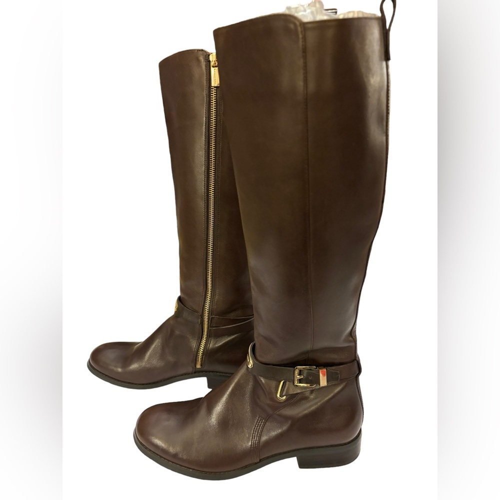 Michael Kors Women’s Arley Brown Leather Riding Boots Size 8‎